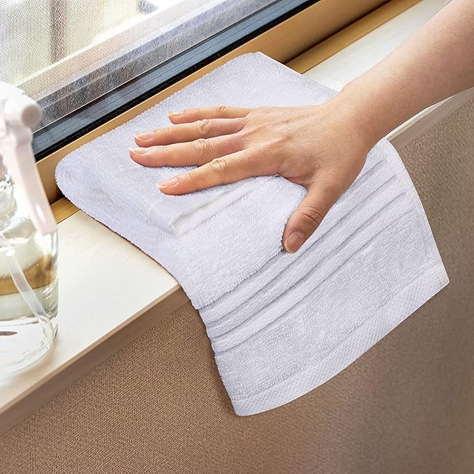 Utopia Towels Wash Cloths Set, 12 by 12 Inches, 100% Cotton Ring Spun, Highly Absorbent and Soft Feel Washcloths for Bathroom, Spa, Gym, and Face, 12 Pack White
