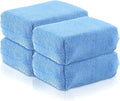 4 PCS Microfiber Applicator Pad, 4.7"x3.1" Scratch-Free Foam Buffing Scrub Pads, Car Wash Sponges for Effortless Detail Polishing, Waxing, Tire Shining, Interior Cleaning, Scrubbing (Blue)