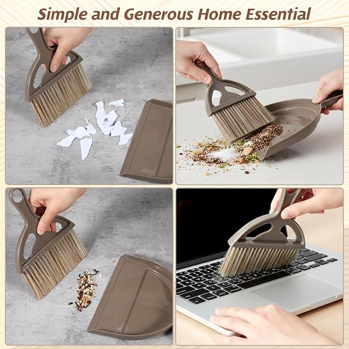 Ouligay Small Broom and Dustpan Set Mini Dustpan and Brush Set Handheld Mini Broom and Dustpan Set for Kitchen Desk Counter Sofa Kitchen Office Pet Care and Outdoor Camping Tent