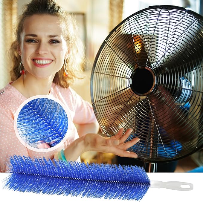3 Pcs Fan Cleaning Brush, Fan Cleaner for Stand Up Fan, Bendable and Reusable Brush with Dense Bristles for Blinds and Air Conditioning Vents (Blue/Grey)