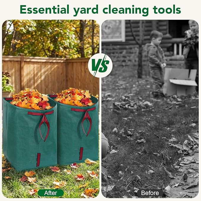 53 Gallon Leaf Collector, 1 Pack Reusable Yard Waste Bags Lawn Leaf Bags With Dustpan-Style Opening And Handle, For Leaves,Grass,Storm Debris,Construction Waste, Heavy-duty&Foldable