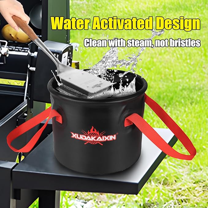 Grill Brush Bristle Free,Unique Steel Fibers Pad [Safe & Efficient] Perfect for Any Grill/Flat Tops Griddles,Safe Grill Cleaner for Outdoor Grill,Gifts for Men/Dad