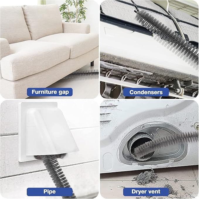 Cleaning Coil Brush Auger Brush Electric Appliance Dust Brush Radiator Brush Dust Remover Brush Condenser Coil Brush Coil Brush for Mechines Clean