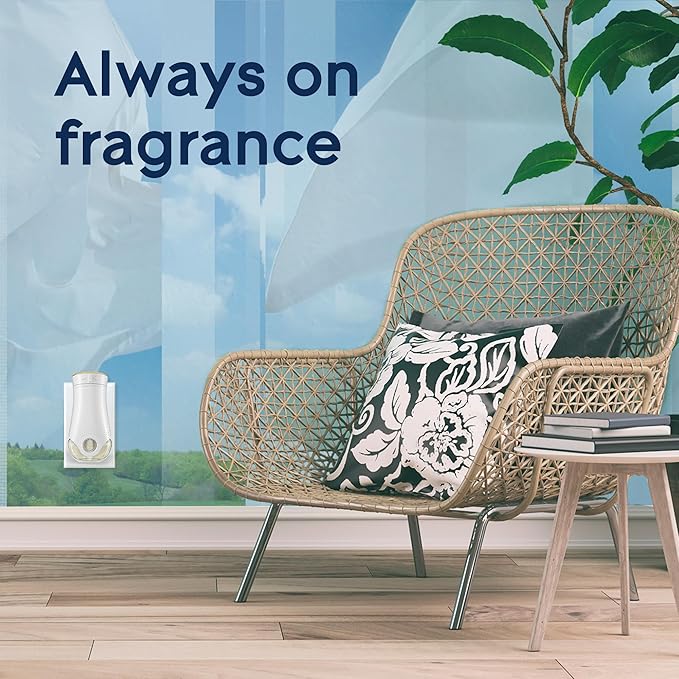 Glade PlugIns Refills Air Freshener Starter Kit, Clean Linen, Scented and Essential Oils for Home and Bathroom, 0.67 Fl Oz, 1 Warmer + 1 Refill