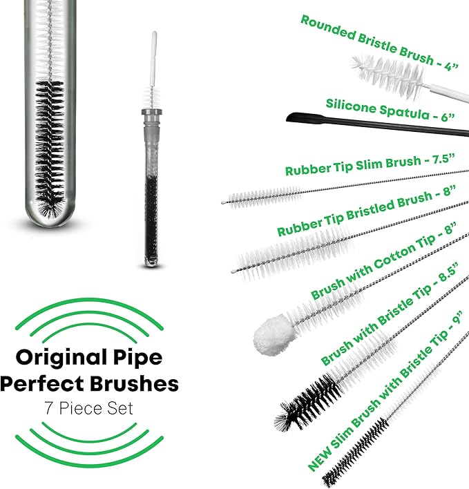 Pipe Perfect | Original (Mid-Sized) | 7pcs Multi-Purpose Brush Pack | Pipe Cleaner for Small Pipe and Tube Cleaning Brush Kit