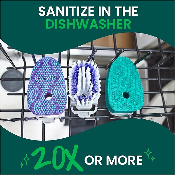 Scotch-Brite Scrub Dots Dishwand Refills for Cleaning Kitchen, Bathroom, and Household, Non-Scratch Refills Safe for Non-Stick Cookware, 2 Dishwand Refills