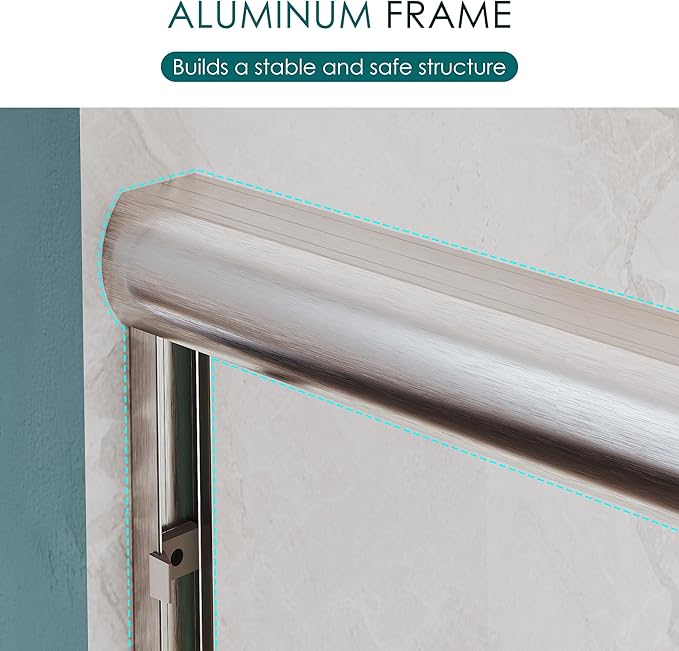 ELEGANT Double Sliding Shower Door 56-60" W x 72" H, Semi-Frameless Bypass Shower Glass Door with Dual Towel Bar Handles, 1/4" Tempered Glass for Walk-in Shower, Brushed Nickel