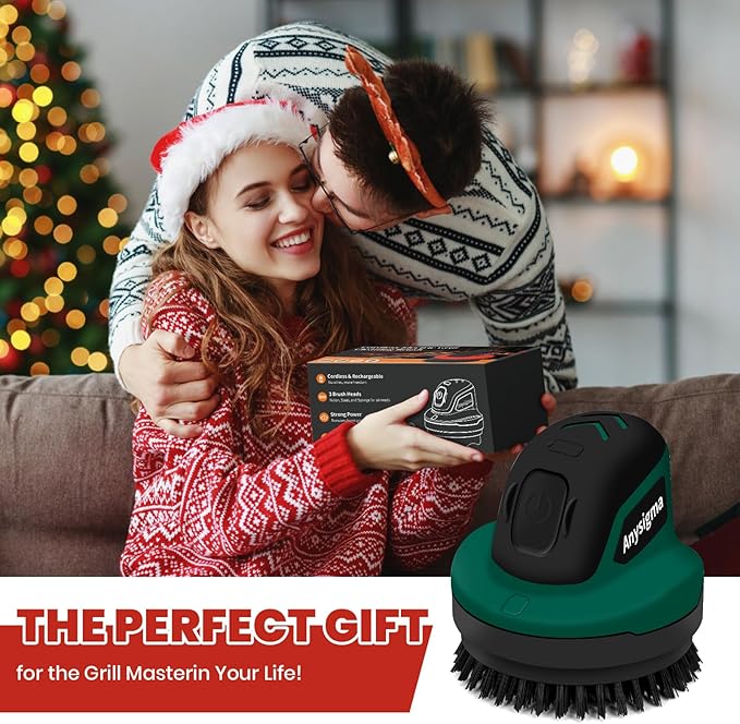 Electric Grill Brush- Waterproof Cordless Rotary Cleaning Brush with 4 Heads for Outdorr Grill,Car,Bathroom