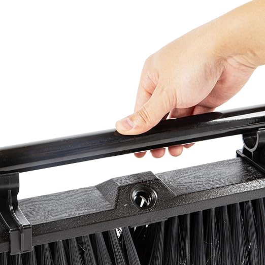 Restaurantware-Clean Tek Professional 23.62 Inch Push Broom, 1 Heavy-Duty Broom with 59â€ Handle - Fine Bristles, 2 Handle Attachment, Wooden, Commercial Use, for Deck, Garage, Yard, Patio