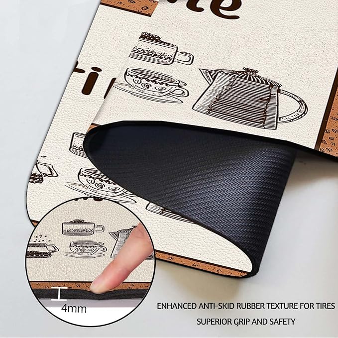 MCALK Coffee Mat, Coffee Bar Station Accessories with Anti-Slip Rubber Base, Absorbent Kitchen Sink Mat with Modern Art Decor (1 pc 18" x 16")
