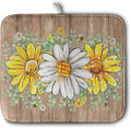 Rustic Daisy Floral Dish Drying Mat for Kitchen Counter Spring Summer Sunflower Dish Drying Mat Bee Absorbent Microfiber Dish Mat Reversible Dish Drainer Rack Mat 16x18 Inch