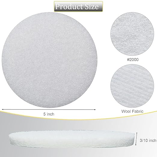 10 Pack 5" 2000 Grit Non-Scratch Polishing Pad Hook & Loop Discs, Non-Abrasive Finishing Pads, Buff & Polish Finished Surfaces, Wood Oil & Wax Application, 5 Inch Orbital Sander Polishing Pad