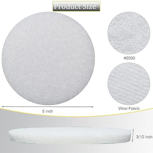 10 Pack 5" 2000 Grit Non-Scratch Polishing Pad Hook & Loop Discs, Non-Abrasive Finishing Pads, Buff & Polish Finished Surfaces, Wood Oil & Wax Application, 5 Inch Orbital Sander Polishing Pad