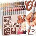 ARTISTRO 24 Skin Colors Acrylic Paint Markers - Paint Pens for Drawing, Brush + Fine Tips - For Fabric, Rock, Glass, Wood, Eggs - Art & Craft Supplies for Adults, Teens, Kids - Easter Basket Stuffers