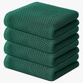 Kitinjoy 100% Cotton Waffle Weave Kitchen Hand Towels (13 X 28 Inches, Dark Green), 4-Pack Super Soft and Absorbent Dish Towel for Drying Dishes