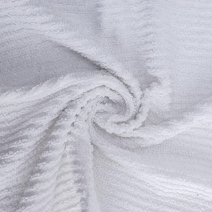 Textila Bar Mop Towels - 100% Cotton, 16x19 Inches, Pack of 12, White & Grey, Highly Absorbent, Multi-Purpose Kitchen and Dish Towels for Cleaning, Drying, and Everyday Use