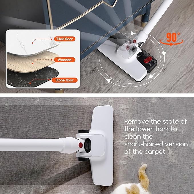 Lightweight Stick Vacuum Cleaner, Unique Vacuum and Mop Combo - 3 Dust Filters/Microfiber Pads,Corded Stick Vacuums & Electric Brooms - 400W 12Kpa Suction for Kitchen, Bedroom, Living Room