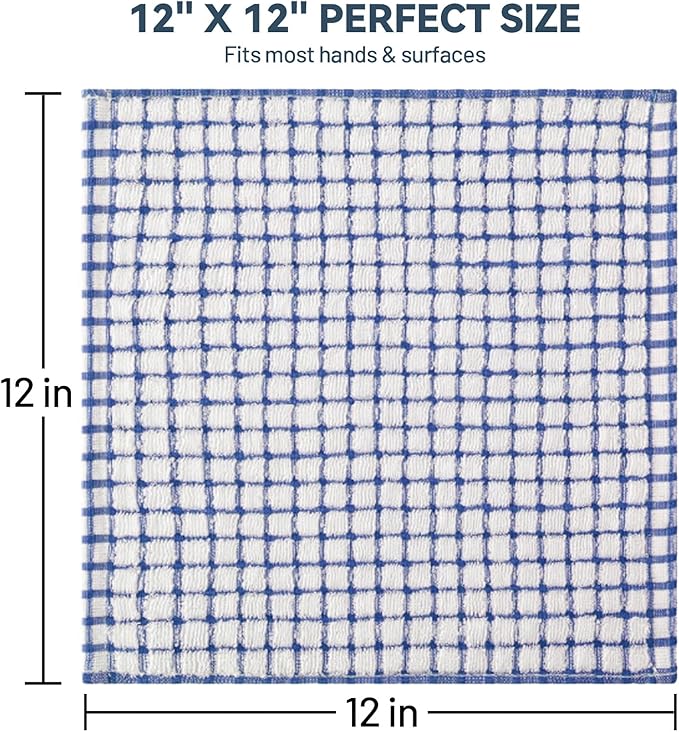 Egles 8 Packs Kitchen Dishcloths 12x12 Inches 100% Cotton Kitchen Dish Cloths for Washing Dishes Scrubbing Wash Cloths Dish Towels Sets (Mix Color)