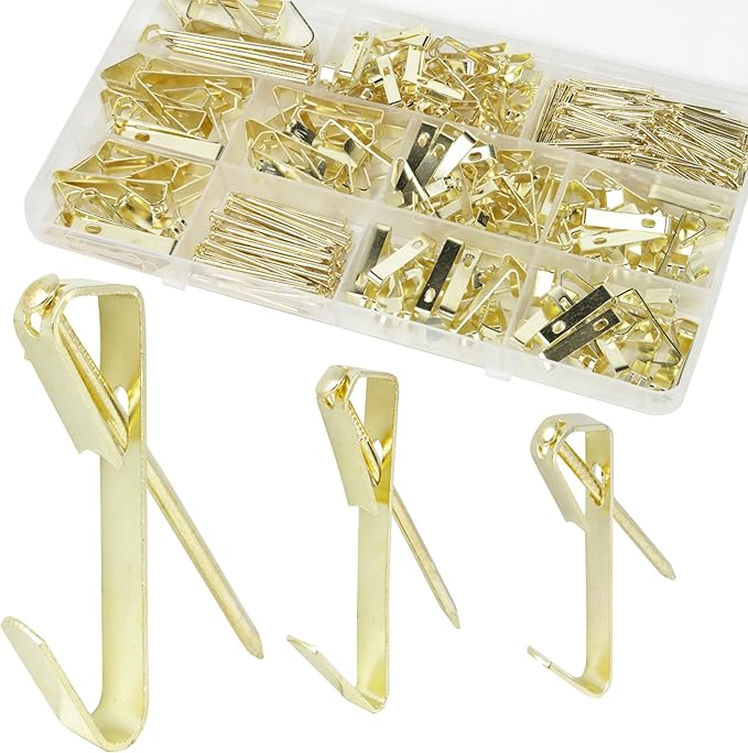 Aynoo 304 Pieces Picture Hanging Kit,Coat and Towel Wall Hooks,4 Size Picture Hooks Including 10/30/50/100 lbs,Metal with Nails