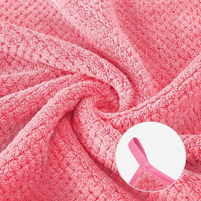 Microfiber Bath Towel Set Pack of 2, 35 x 70 Inches - Light Thin Quick Drying Highly Absorbent Bath Towel for Bath, Fitness, Yoga, Travel, Sport and Shower (2PCS Hot Pink)