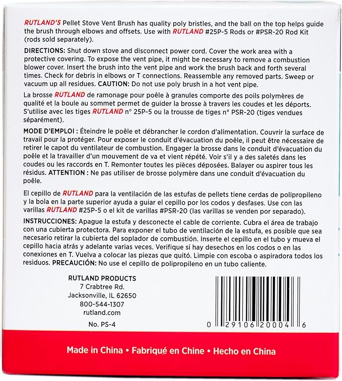 Rutland Products PS-4 4-Inch Round Pellet Stove Brush