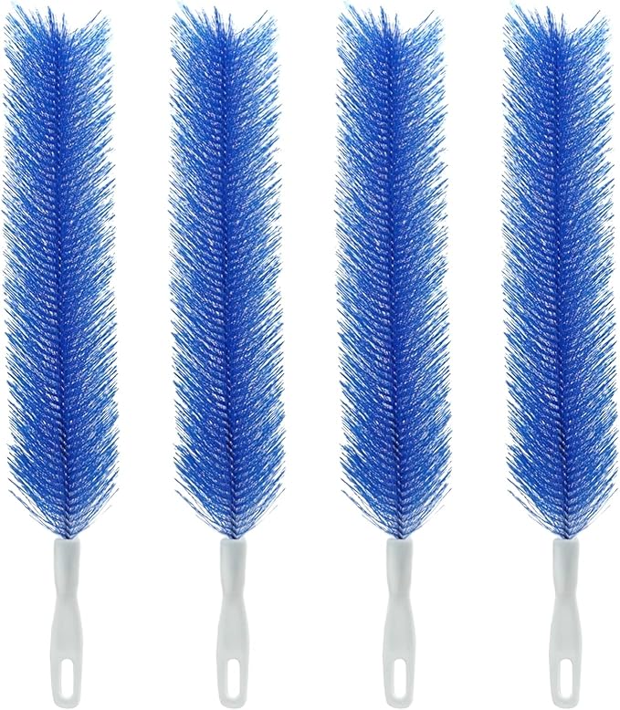 4 Pcs Bendable Microfiber Fan Cleaner Brush, Blue–Reusable Gentle Blade Dusting Tool for Ceiling, AC, Table&Stand Fans, Household Air Vents&Curtains