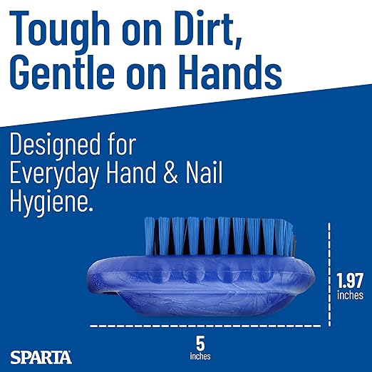 SPARTA 5 Inch Hand and Nail Brush with Stiff Polyester Bristles, Polypropylene Body, Color Coded Scrub Brush for Commercial Foodservice and Industrial Use, Blue (Pack of 12)