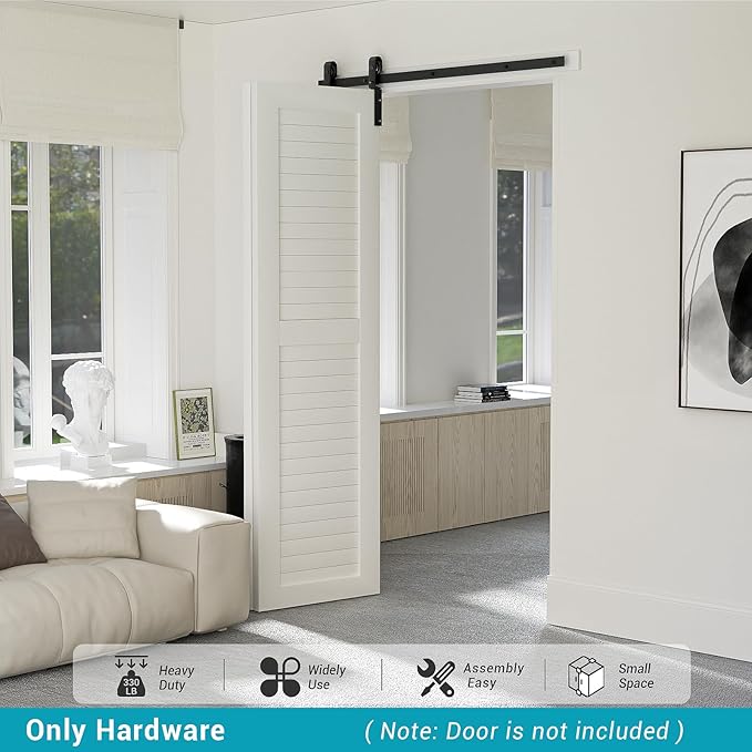 48" Bi-Folding Sliding Barn Door Hardware Track Kit,Smoothly&Quietly,Side Mounted Black Roller,Easy Install,Door Not Included [Fit Double 22" Bifold Doors]