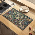Dish Drying Mat Paisley Absorbent Coffee Mat Rubber Backed Bohemian Soft Silicone Kitchen Dish Draining Mat for Kitchen Bathroom Coffee Bar (Paisley Black, 12 x 16 Inches)