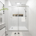 Shower Door 68–72in W x 76 in H, 3/8" Tempered Glass Double Sliding Shower Door, Frameless Chrome, Reversible Installation, Exquisite Rolling Track Design for Modern Bathroom