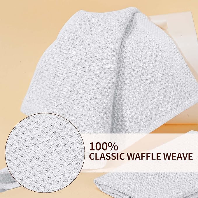 Cotton Dish Cloths 6 Pack,12x12 Inch – Super Absorbent, Quick-Dry & Reusable Kitchen Cleaning Cloths, Lint-Free Washable Towels for Dishes, Glass & Household Use(White)