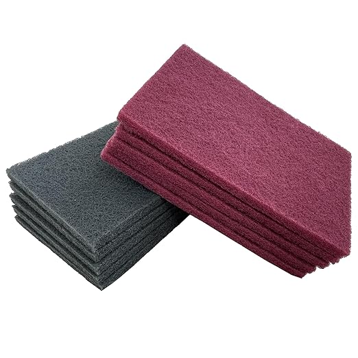 Premium 6" x 9" Scuff Pads 10 Pack, 5 Each Maroon General Purpose & 5 Each Gray Ultra Fine - Scuffing, Scouring, Sanding, Paint Primer Prep Adhesion Scratch - Surface Preparation Automotive Autobody