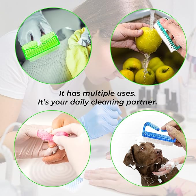 4 Pcs Nail Brush for daily Use -4 Different Kinds of Fingernail brush with Plastic Handle Nail brush for cleaning Fingernails - Easy to use Nail Scrub brush-Nail Cleaner Nail brushes for Man and women
