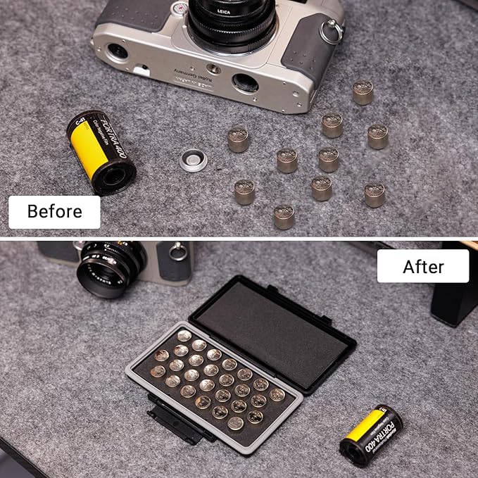JJC CR1/3N Battery Case Holder Storage,Water-Resistant Anti-Lost,Button Coin Cell Battery Case for 26x CR-1/3n DL1/3N 2L76 Lithium, CR1/3N Battery Container Box- Coin Cell Battery Not Included