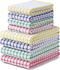 Homaxy Kitchen Towels and Dishcloths Set, 16 x 25 and 12 x 12 Inches, Set of 8 Cotton Terry Kitchen Dish Towels, Super Soft and Absorbent Dish Cloths, Blue/Yellow/Red/Green