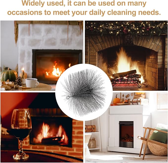 PATIKIL 7" Wire Chimney Cleaning Brush, Steel Round Chimney Sweep Brush with 1/4 NPT Fitting for Cleaning Fireplace Burning Stove Tent Dryer Pipes, Silver