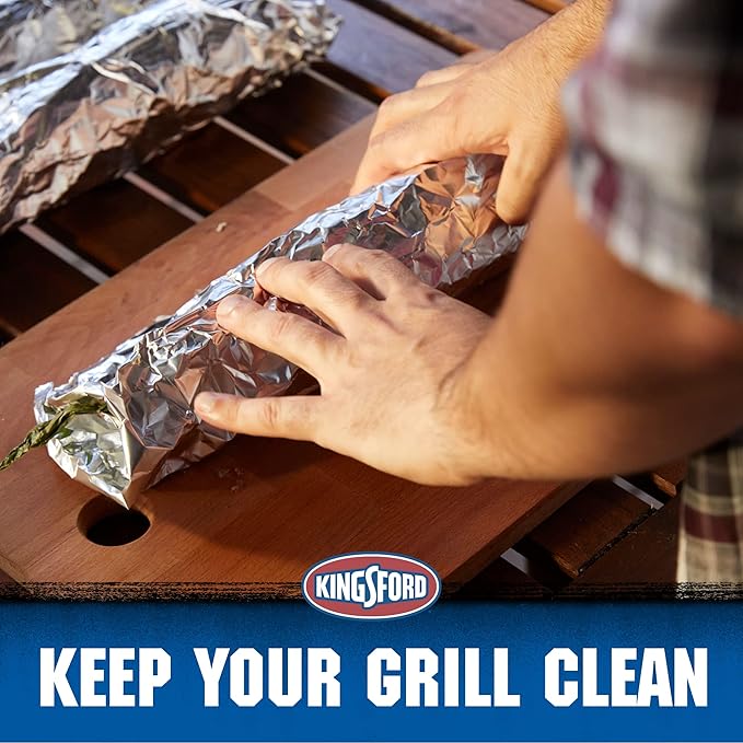 Kingsford Heavy Duty Aluminum Grilling Foil, 45 Square Feet | Non-Stick Aluminum Foil for Grilling, Cooking, And Steaming | Kingsford Extra Tough Grilling Accessories (Pack of 2)