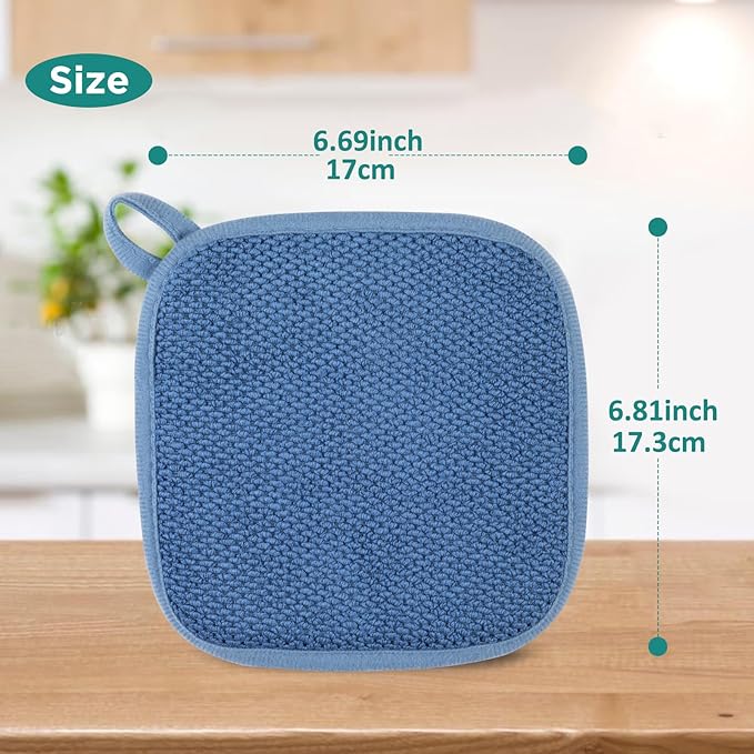 Microfiber Dish Drying Mat, Super Absorbent Kitchen Dish Drying Pad, Reversible for Countertop, 7*7 inch Blue