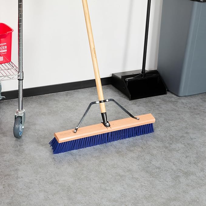 Restaurantware-BROOM HEAD ONLY: Clean Tek Professional 24-Inch Broom Head, 1 Heavy-Duty Push Cleaning Tool - Handle And Brace Sold Separately, Heavy Plastic Bristles, Wooden, Commercial Use