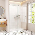 Frameless Sliding Shower Door 56–60 in W x 76 in H, 10mm Clear Tempered Glass Shower Doors Glass Sliding 60 Inches, Single Nano Coating, Stainless Steel Hardware, Silent Smooth Rollers, Brushed Nickel