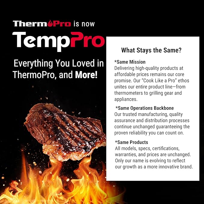 TempPro BBQ Grill Brush with Wide Scraper, Bristle-Free Stainless Steel Grilling Cleaner, Safe All-Grate Cleaner, Perfect for BBQ Grill Cleaning Accessory (Previously ThermoPro)