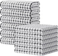 Kitinjoy Cotton 12 Pack Kitchen Towels and Dishcloths Sets, 16 x 25 Inch & 12 X 12 Inch Dish Towels Bulk, Super Soft and Absorbent Hand Towels for Kitchen Drying, Black