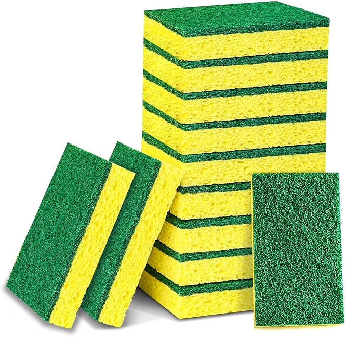 24 Pack Heavy Duty Scrub Sponges,Multi-Purpose Kitchen Sponge, Efficiently Clean The Surface Stains,Used for Clean Kitchen Pots,Bowls,Bathrooms,Tiles