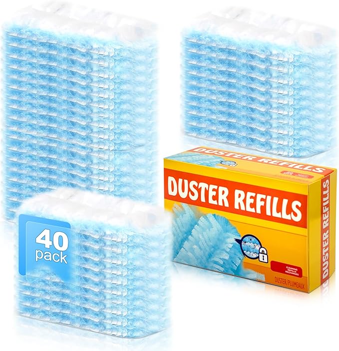 40-Piece Duster Refills,Static Dust Removal Brush Disposable Replacement Head Compatible with Swiffer Duster Refills， Multi-Surface Dusters for Cleaning Furniture, Blinds, Electronics & Corners