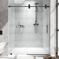 Frameless Sliding Shower Door 56–60 in W x 76 in H, 10mm Clear Tempered Glass Shower Doors Glass Sliding 60 Inches, Double Nano Coating, Stainless Steel Hardware, Silent Smooth Rollers, Matte Black
