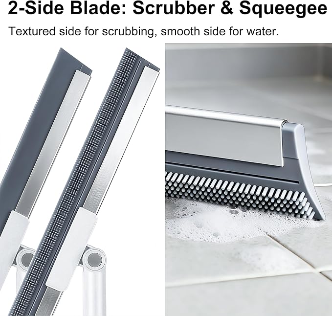 19.7'' Large Floor Squeegee for Concrete Floor with 51''-58'' Telescoping Stainless Steel Handle, Squeegee Broom for Removing Water on Tile, Epoxy, Garage, Driveway, Patio