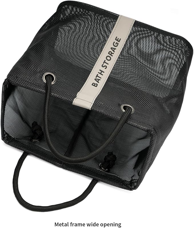 Bath Storage Shower Caddy Organizer for Bathroom, College Dorm, Camp, Gym (Large Black)