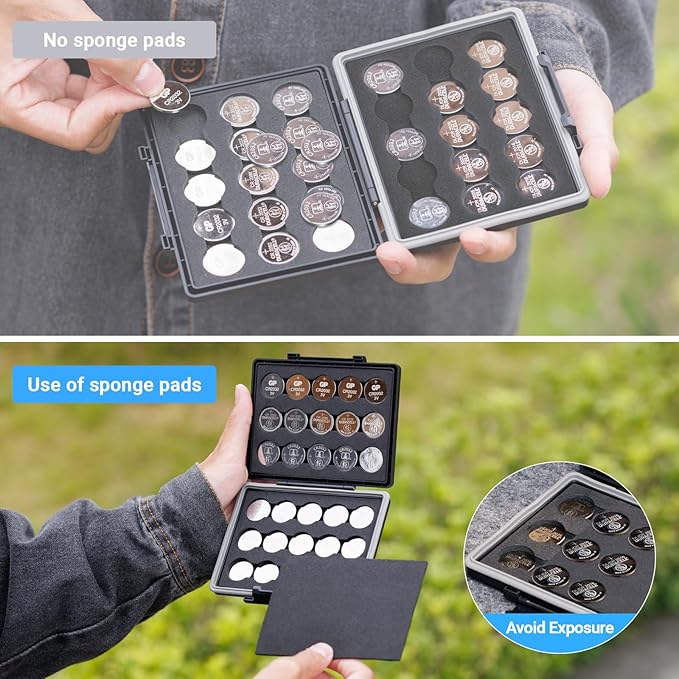 JJC CR2032 Battery Case Holder Storage, Water-Resistant Anti-Shock, Anti-Dust, Coin Cell Battery Case for 30x CR2032/CR2025/CR2045/CR2016, Button Round Batteries Holder