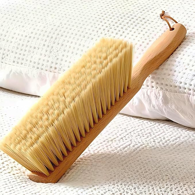 Soft Bristle Hand Brush Wooden Handle for Woodworking Shop Bench, Sawdust Removal Non-Scratch 14 Inch Long (2pcs Yellow)