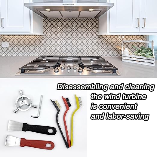 Fan Blade Blower Wheel Puller Kit,1Pcs Blower Fan Puller+3Pcs Small Wire Brushes+2Pcs Stainless Steel Scraper,Range Hood Cleaning Wind Wheel Removal Tool Pull Appliance Disassemble Hand Tools